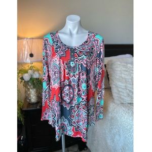 Women’s Plus Size Long Sleeve Flowy Loose Fit Top Blouse 3XL NWT